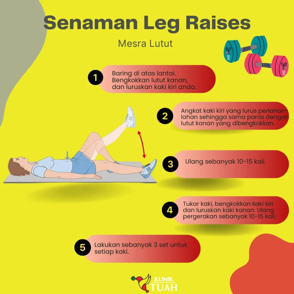 Tips senaman leg raises mesra lutut-punca sakit lutut bagi wanita